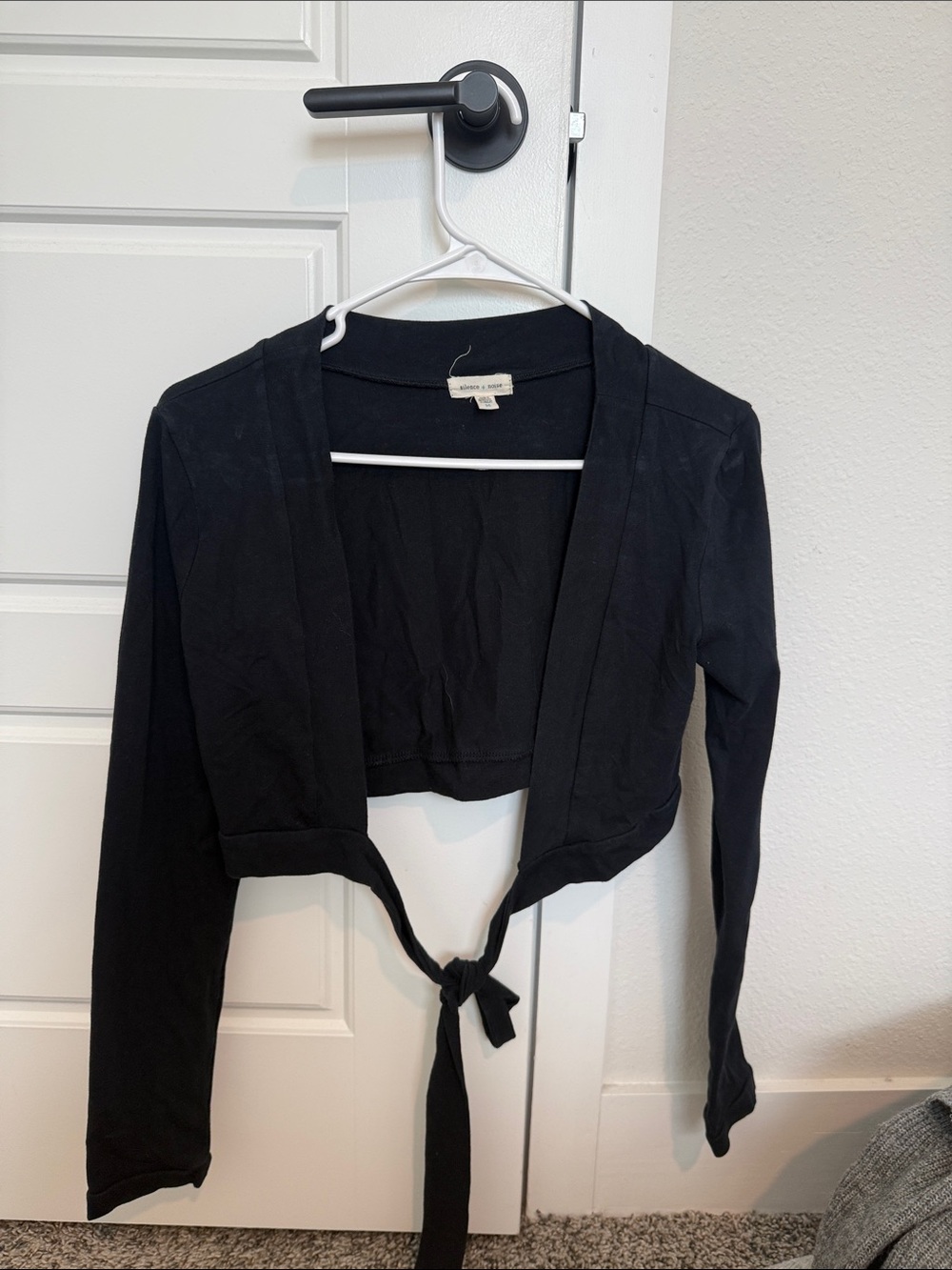 Black Tie-Front Cropped Top